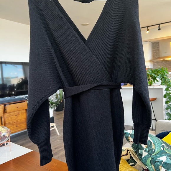 Selfie Leslie - BATWING KNIT MIDI DRESS BLACK - Picture 3 of 8